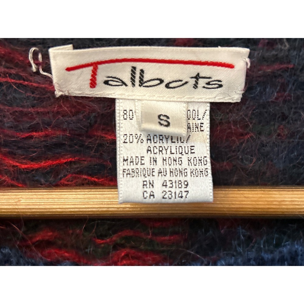 Vintage 90,s Talbots Mohair Wool Sweater Plaid Dark Academia Preppy Grunge Cozy - Picture 3 of 5